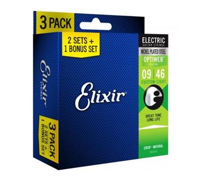 Elixir Optiweb 3er Pack Custom Light .09-.46 Nickel Plated Steel