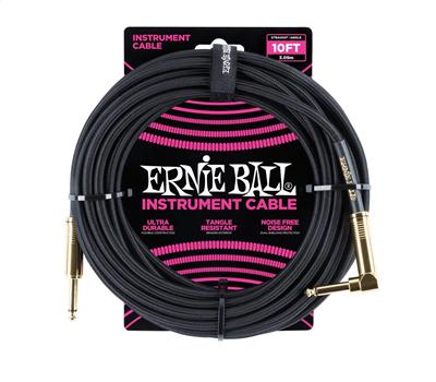 Ernie Ball Instrumentenkabel gerade/gewinkelt schwarz 3 Meter