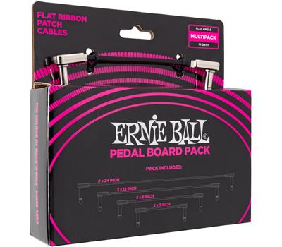 Ernie Ball Patchkabel, flach, gewinkelt/gewinkelt, schwarz Multi-Pack2