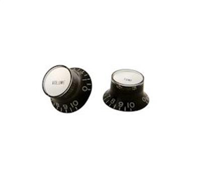 Gibson Top Hat Knob Black with Silver Metal Inserts, 4er Set