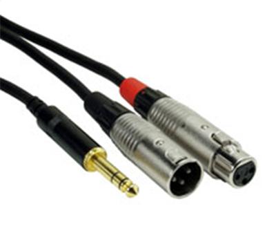 Rock Cable Insertkabel 60cm 6,5mm Stereo Jack auf XLR-m und XLR-f