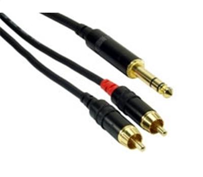 Rock Cable Insertkabel 2m Stereo Jack auf 2x Chinch
