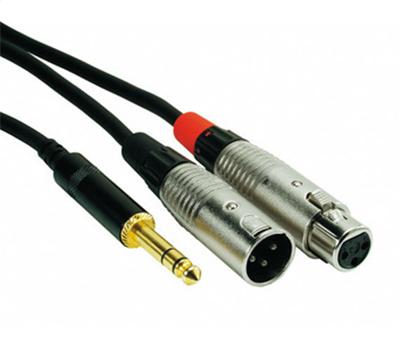 Rock Cable Insertkabel 5 Meter 6,5mm Stereo Jack auf XLR-m und XLR-f