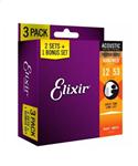 Elixir Nanoweb Coated Phosphor Bronze 3er Pack Light .012-.053
