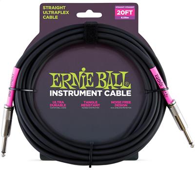 Ernie Ball Instrumentenkabel gerade/gerade schwarz 6.09 Meter