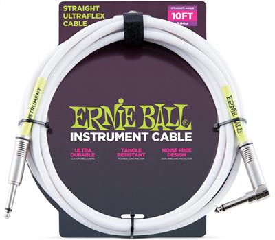 Ernie Ball Instrumentenkabel gerade/gewinkelt weiß 3.04 Meter