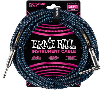 Ernie Ball Instrumentenkabel gerade/gewinkelt schwarz/blau 7.62 Meter