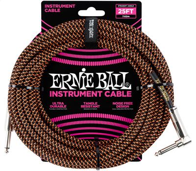 Ernie Ball Instrumentenkabel gerade/gewinkelt schwarz/orange 7.62 Meter